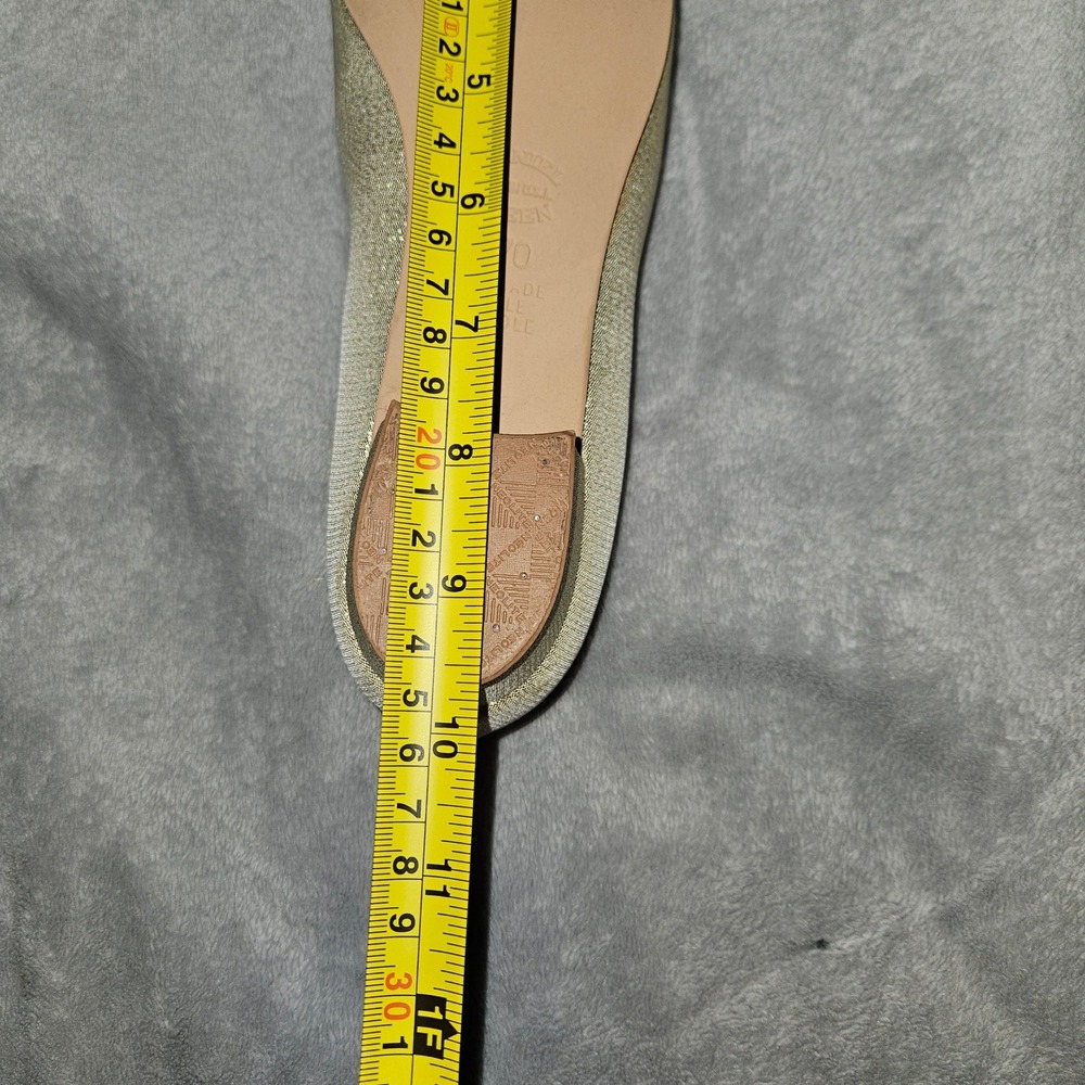 Rare VTG 60s Daniel Green‎ Gold Glitter Slippers Bow Lurex Heels US 7AA Narrow - Picture 12 of 14